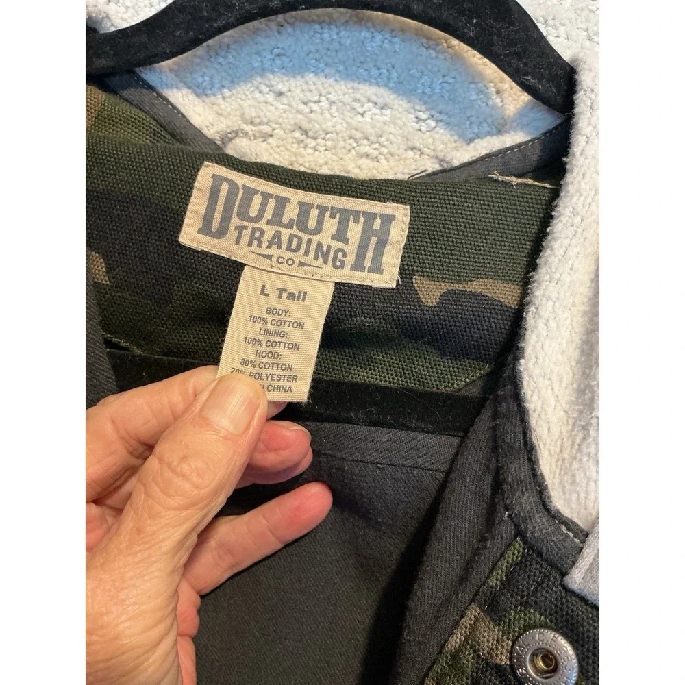 Duluth Trading Men's Fire Hose Camo Limber Jac Hooded Jacket LARGE TALL 89326